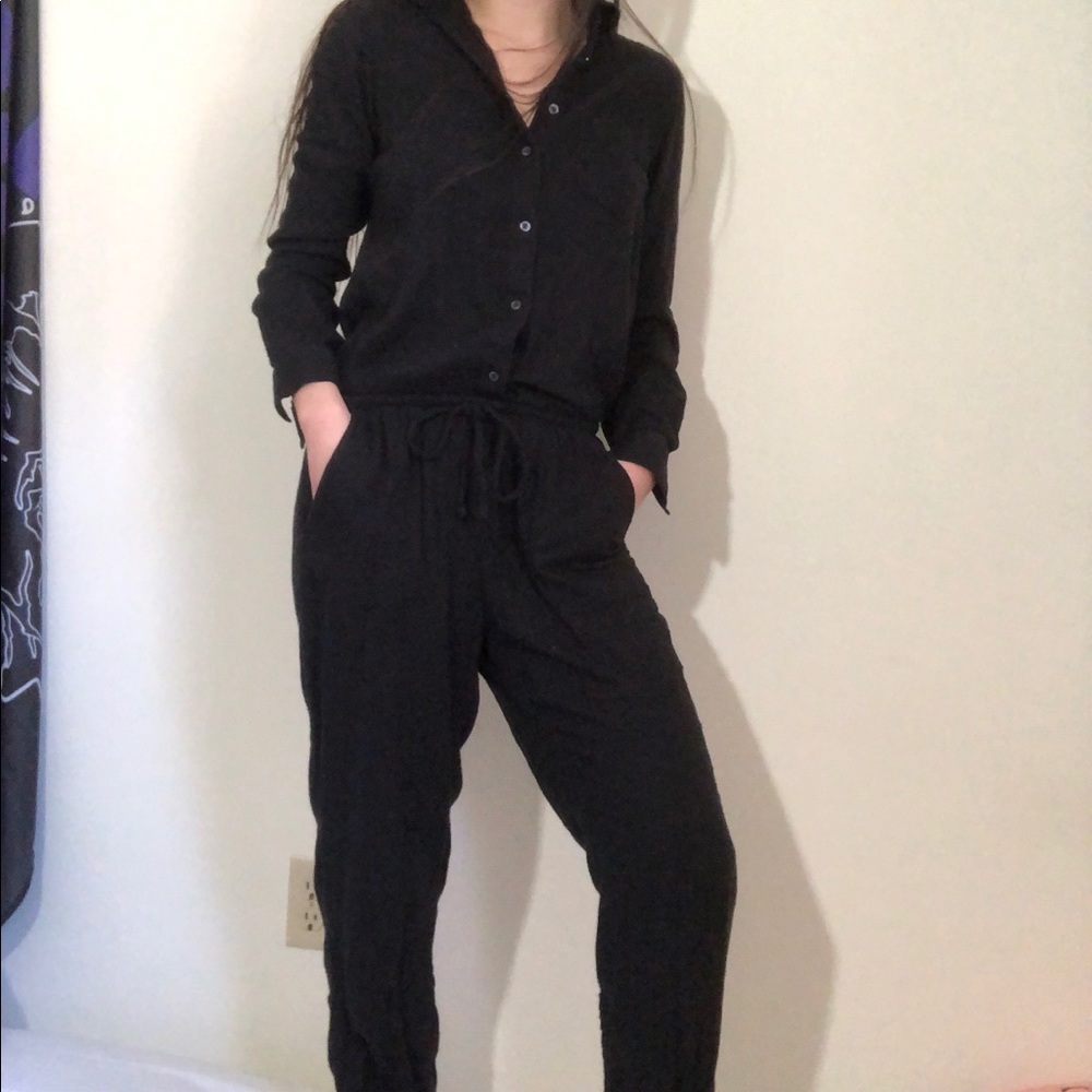 Pjs | soft black jumpsuit for pajamas with pockets